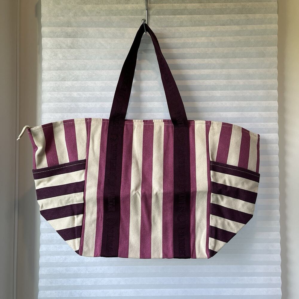 Pink Victoria’s Secret Weekender Beach Bag, purple & cream, zip closure, travel.